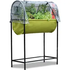 Tierra Garden Easy Table Garden, 2 Vigoroot Planter Troughs, Hidden Self-Watering Reservoir, Protective Poly Cover