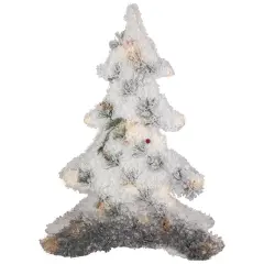 Northlight LED Lighted 2D Tinsel and Pine Christmas Tree Decoration - 27.5" White