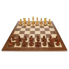 WE Games Weighted English Staunton Chess Set, Walnut Sycamore Board 19.75 in., 3.5 in. King