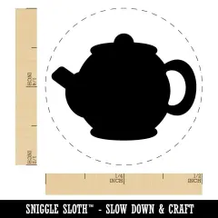 Teapot Kettle Solid Self-Inking Rubber Stamp for Stamping Crafting Planners Green