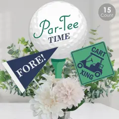 Big Dot of Happiness Par-Tee Time - Golf - Birthday or Retirement Party Centerpiece Sticks - Table Toppers - Set of 15