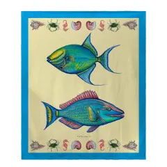 Betsy Drake Parrot and Trigger Fish Throw Blanket