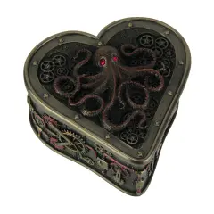 Heart Shaped Steampunk Octopus Trinket / Stash Box