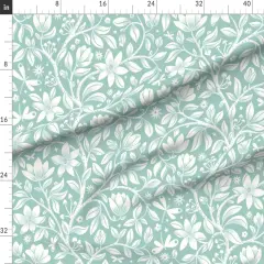 Various Fabrics by the Yard or Fat Quarter Floral Mint Green Tree Whimsical Plant Dragonflies Magnolia Soft Blue Aqua Large Scale Custom Printed Fabric by Spoonflower
