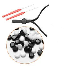 120 PCS Black and White Adjustable Soft Elastic String Cords Buckle Adjuster with 2 pcs Crochet Hook,Suitable for All Different Sizes of mask Straps Bands （1/8,1/5,1/4,5/8 Straps）