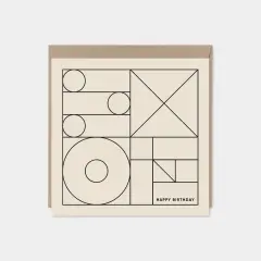 Geo Modern Line Art Card, Happy Birthday