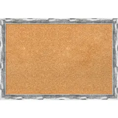 Scratched Wave Chrome Framed Corkboard, Natural Cork