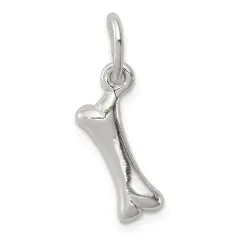 Sterling Silver Polished Bone Charm Pendant Jewelry 12mm x 5mm