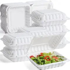 Northlight 150-Count Single Compartment Hinged White Meal Prep/Take Out Containers - 9"