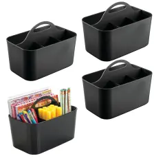 mDesign Storage Caddy Tote for Desktop Office Supplies, Small, 4 Pack
