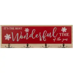 Northlight Snowflakes "It's The Most Wonderful Time of The Year" Christmas Wall Hooks - 19.5" Red