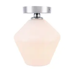 Gene 1 light Chrome and Frosted white glass Flush mount