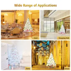 Hinged Artificial Christmas Tree with Metal Stand
