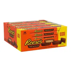 REESE'S Milk Chocolate Peanut Butter King Size Cups Candy, Bulk, 2.8 oz (Case of 24)