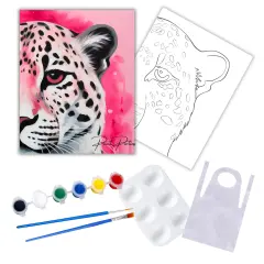 "Pink Leopard" DIY Canvas Art Kit, Adult Beginner, Acrylic Paint Size 11x14 inch
