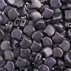 John Bead Czech Glass Jet Color Metallic Suede Ginko Beads, 50g Dark Purple