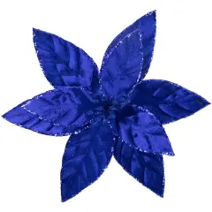 Northlight 10" Royal Blue Glittered Poinsettia Christmas Floral Pick Clip-On Ornament