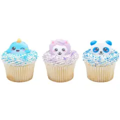 Kawaii Characters Cupcake Rings, 12ct