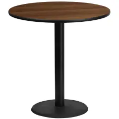 Emma and Oliver 42" Round Laminate Table Top with 24" Round Bar Height Table Base Walnut