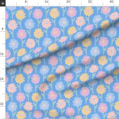 Various Fabrics by the Yard or Fat Quarter Blue Flowers Floral Daisies Pastel Meadow Spring Botanical Cottagecore Summer Large Scale Custom Printed Fabric by Spoonflower