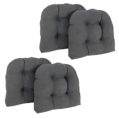 19-inch U-Shaped Micro Suede Tufted Dining Chair Cushions (Set of 4) - Grey