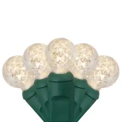 70 Warm White G12 LED String Lights, Green Wire, 4" Spacing