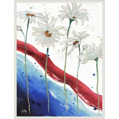 Patriotic Floral III by Elizabeth Medley 23-in. W x 30-in. H. Canvas Wall Art Print Framed in White