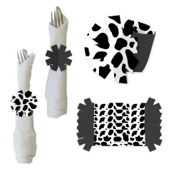 Big Dot of Happiness Cow Print - Farm Animal Party Paper Napkin Holder - Napkin Rings - Set of 24
