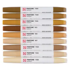 Pantone Dual Tip Markers - Brown, Set of 9