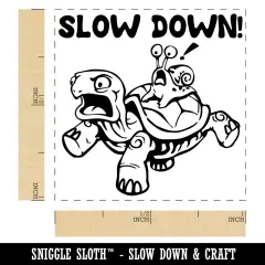 Slow Down Turtle Tortoise and Snail Self-Inking Rubber Stamp Ink Stamper Black