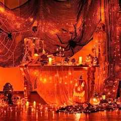66ft 200 LED Halloween Lights Outdoor, Orange String Lights Indoor Clear Wire, 8 Modes Orange Christmas Lights Plug in for Fall Autumn Harvest Tree Garden Patio Thanksgiving Decorations