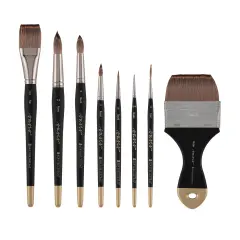 New York Central Oasis Synthetic Brush - Assorted Shape - Handmade in Germany, Professional Watercolor Brushes with Ergonomic Handle, Soft, Absorbent Bristles for Artists