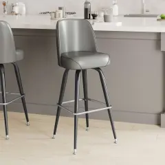Emma and Oliver Metal Barstool with Swivel Bucket Seat Gray