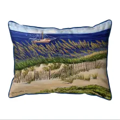 Betsy Drake Shrimp Boat & Oates Extra Large Zippered Indoor/Outdoor Pillow 20x24 Multicolor