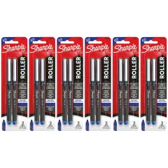 Rollerball Pen, Needle Point (0.5mm), Blue Ink, 2 Per Pack, 6 Packs