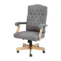 Merrick Lane Versailles High Back Tufted Home Office Chair With Height Adjustment And 360&deg; Swivel GrayFabric/Driftwood