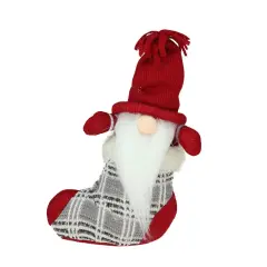 Northlight Tristan Gnome in Christmas Stocking Figure - 10" - Red Gray
