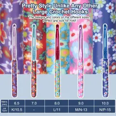 Large Size Warm Crochet Hooks for Crocheter, 6.5mm to 10mm Crochet Kit Crochet Hook Set Art Aluminum Soft Grip Crochet Needles for Crocheting, Comfort Knitting Hook Knitting & Crochet Supplies
