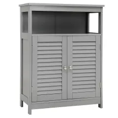 MDF Bathroom Storage Cabinet with Shutter Doors and Adjustable Shelves Grey