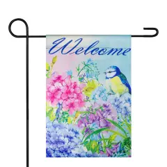 Northlight Blue and Purple Welcome Bird Outdoor Garden Flag 12.5" x 18"