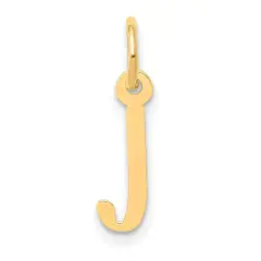 14K Yellow Gold Small Slanted Block Initial J Charm Jewerly