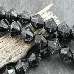 *6* 16mm Jet Travertine Faceted Bicone Beads