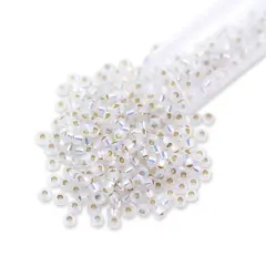 Miyuki Round Rocaille Seed Bead 11/0 Silver Lined White Opal