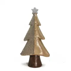 Northlight Christmas Tree with Buttons and Glitter Star Decoration - 18" - Brown and Silver