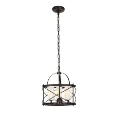 Wren Collection Pendant D15.8 H17.3 Lt:3 Dark Copper Brown and frosted white Finish