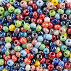 John Bead 6/0 Opaque Czech Glass Seed Beads, 500g Luster Multi Mix