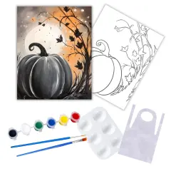 "Pumpkin Sunset" DIY Canvas Art Kit, Adult Beginner, Acrylic Paint Size 11x14 inch
