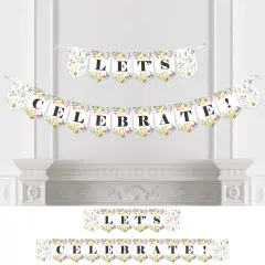 Big Dot of Happiness Wildflowers - Boho Floral Party Bunting Banner - Party Decorations - Let's Celebrate