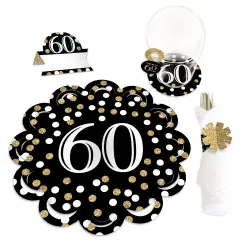 Big Dot of Happiness Adult 60th Birthday - Gold - Birthday Party Paper Charger & Table Decorations Chargerific Kit for 8
