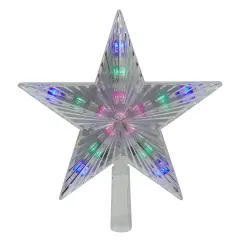 Hofert 9.5" Lighted Clear 5 Point Star Christmas Tree Topper - Multicolor LED Lights